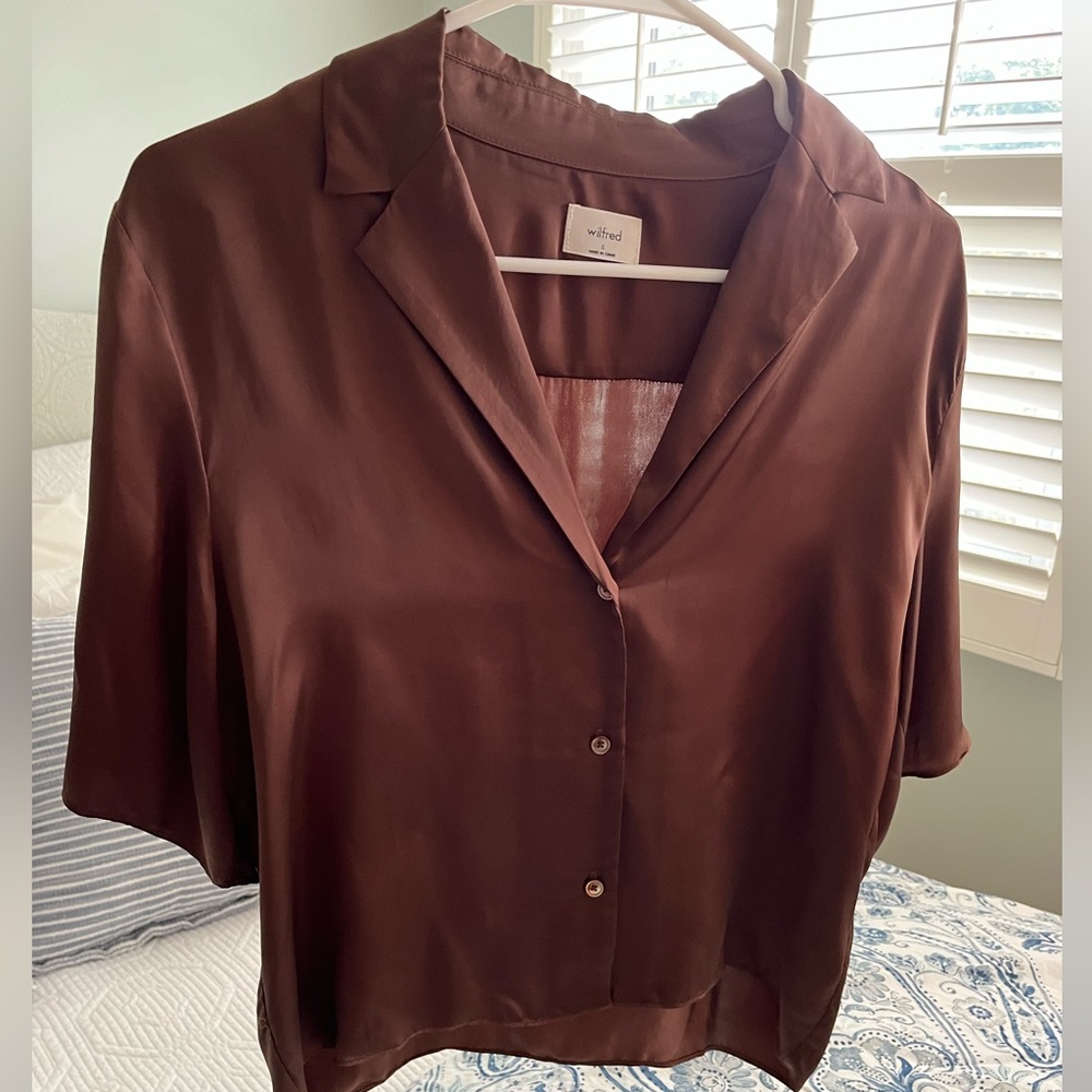 Aritzia Brown Button Down Shirt